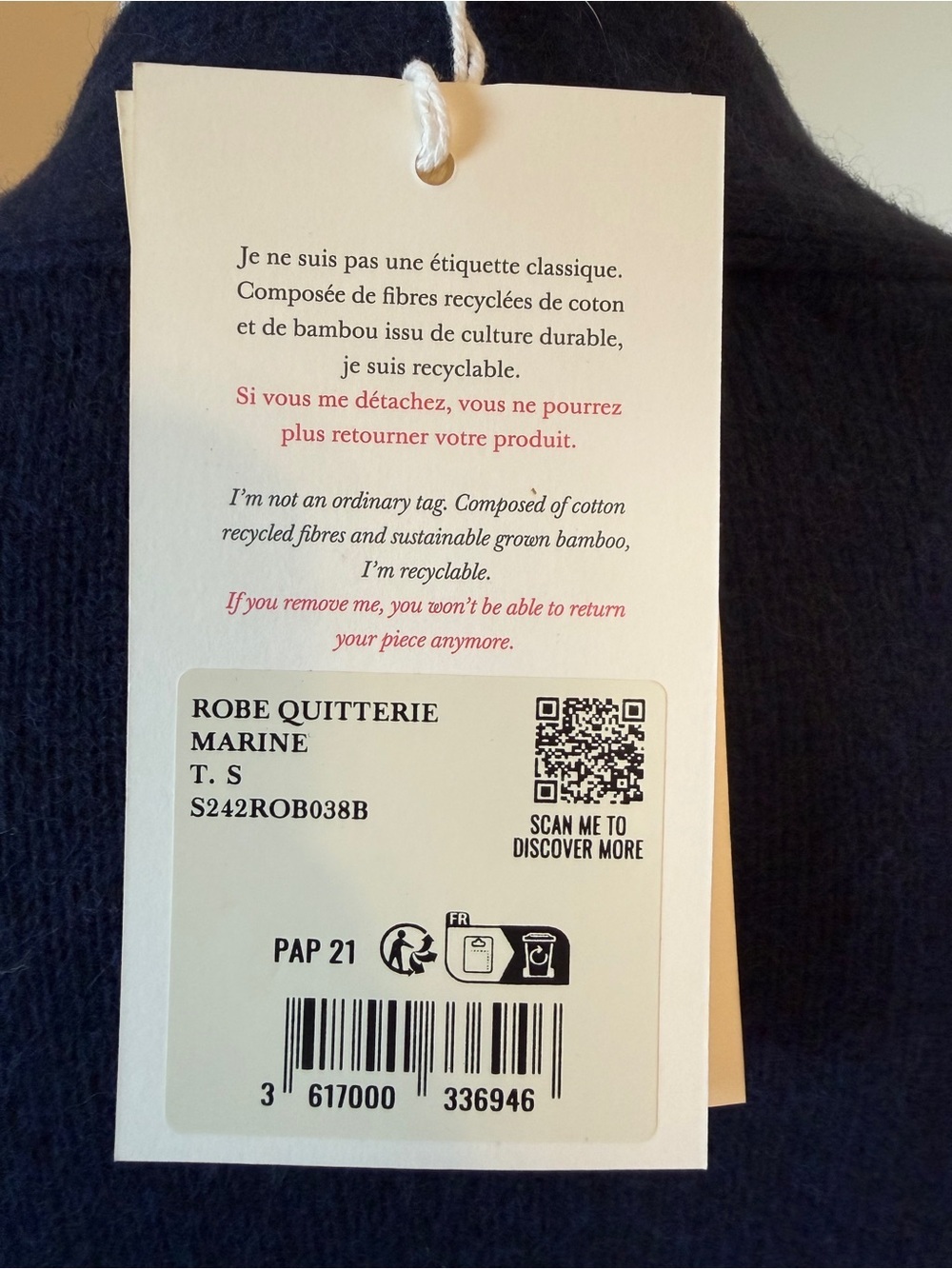 NWT SZ S SÉZANE Quitterie YAK WOOL Navy V-Neck Button Cardigan Sweater Dress - Picture 4 of 9